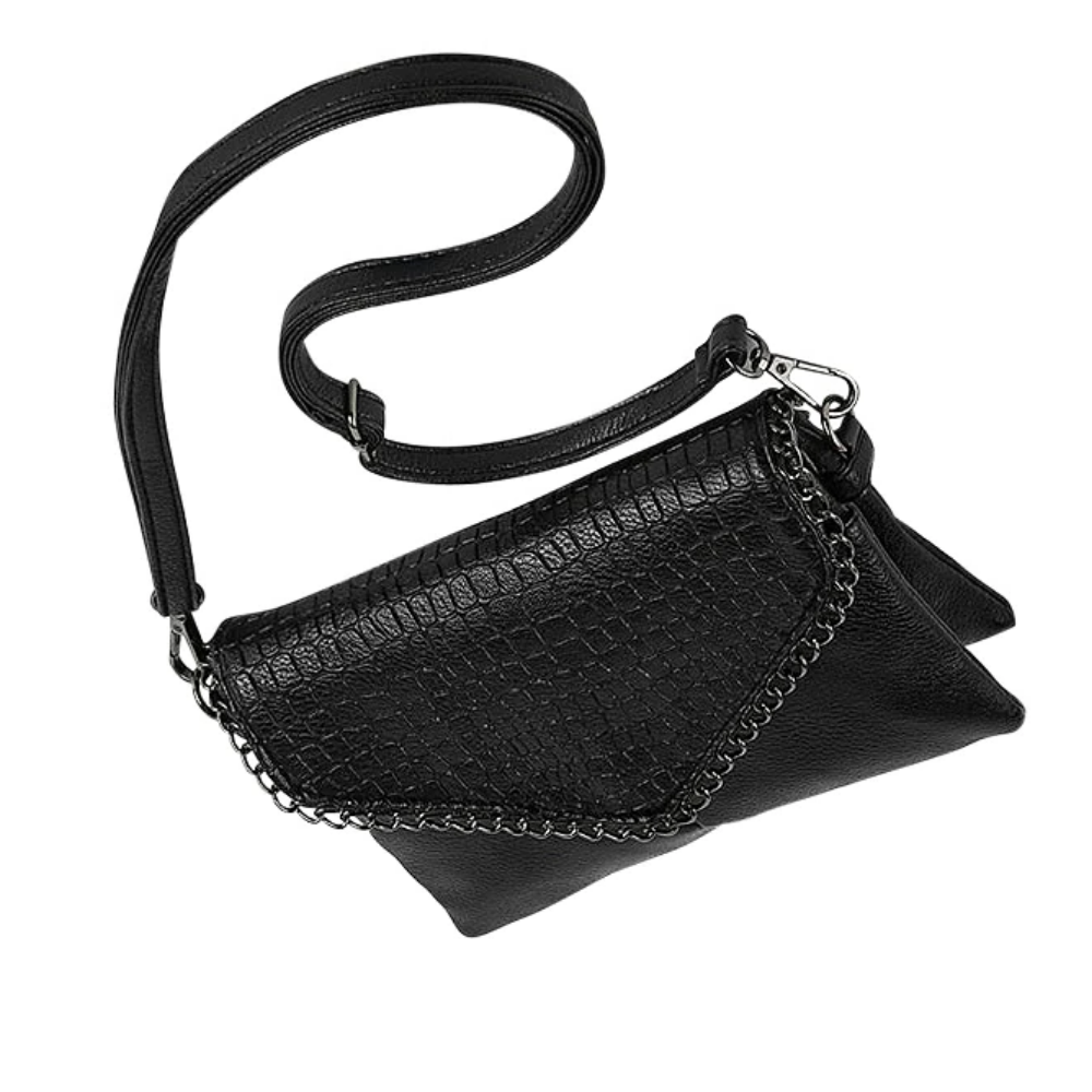 Sac Bandoulière à Rabat Texturé Noir | Sac Bandoulière Léger, Ajustable