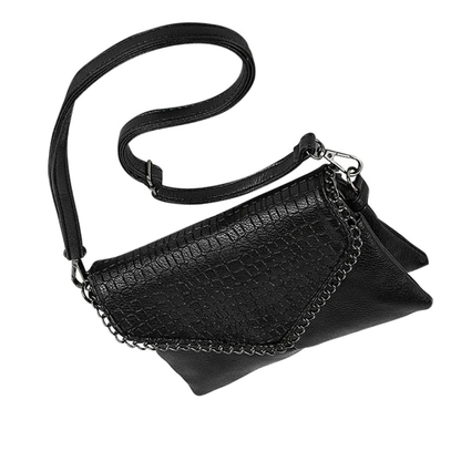 Sac Bandoulière à Rabat Texturé Noir | Sac Bandoulière Léger, Ajustable