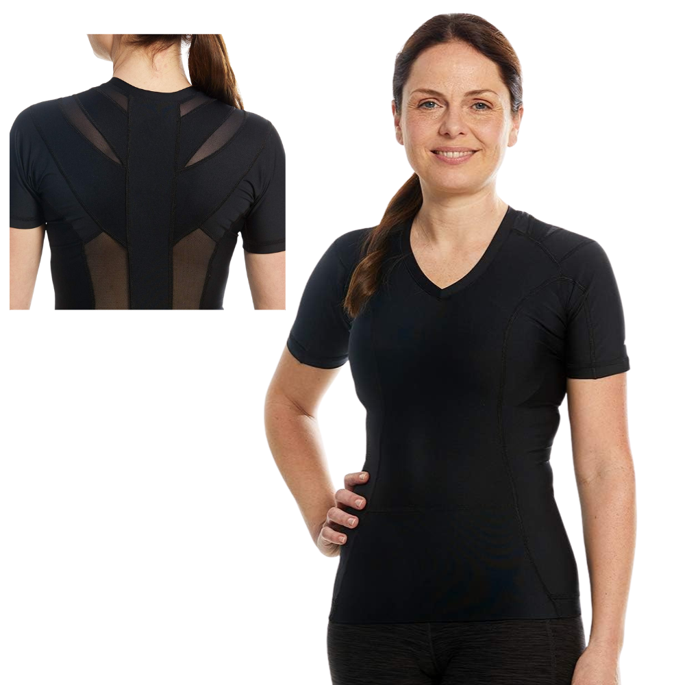T-shirt Correcteur de Posture Femme Noir | Alignement Épaules & Colonne