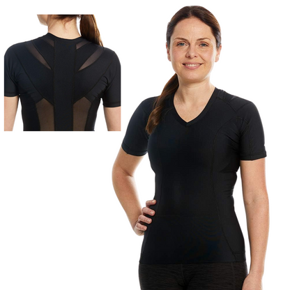 T-shirt Correcteur de Posture Femme Noir | Alignement Épaules & Colonne