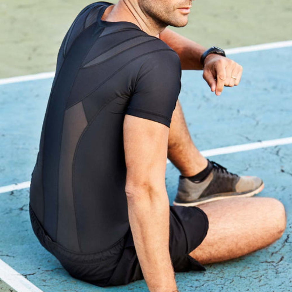 T-shirt Correcteur de Posture Homme Noir | Alignement Épaules & Colonne