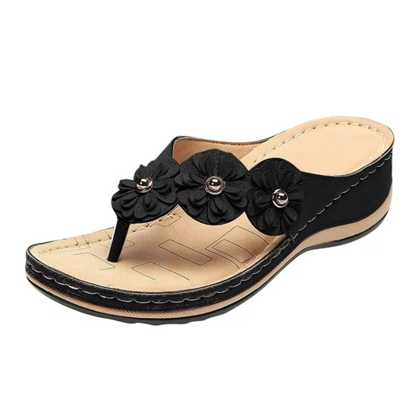 Sandales Compensées Fleur Confort – Élégance Légère pour l’Été