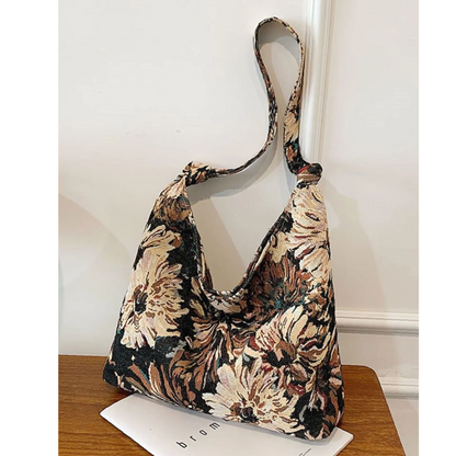 Sac Cabas Épaule en Toile Fleurie | Sac à Main Léger, Spacieux