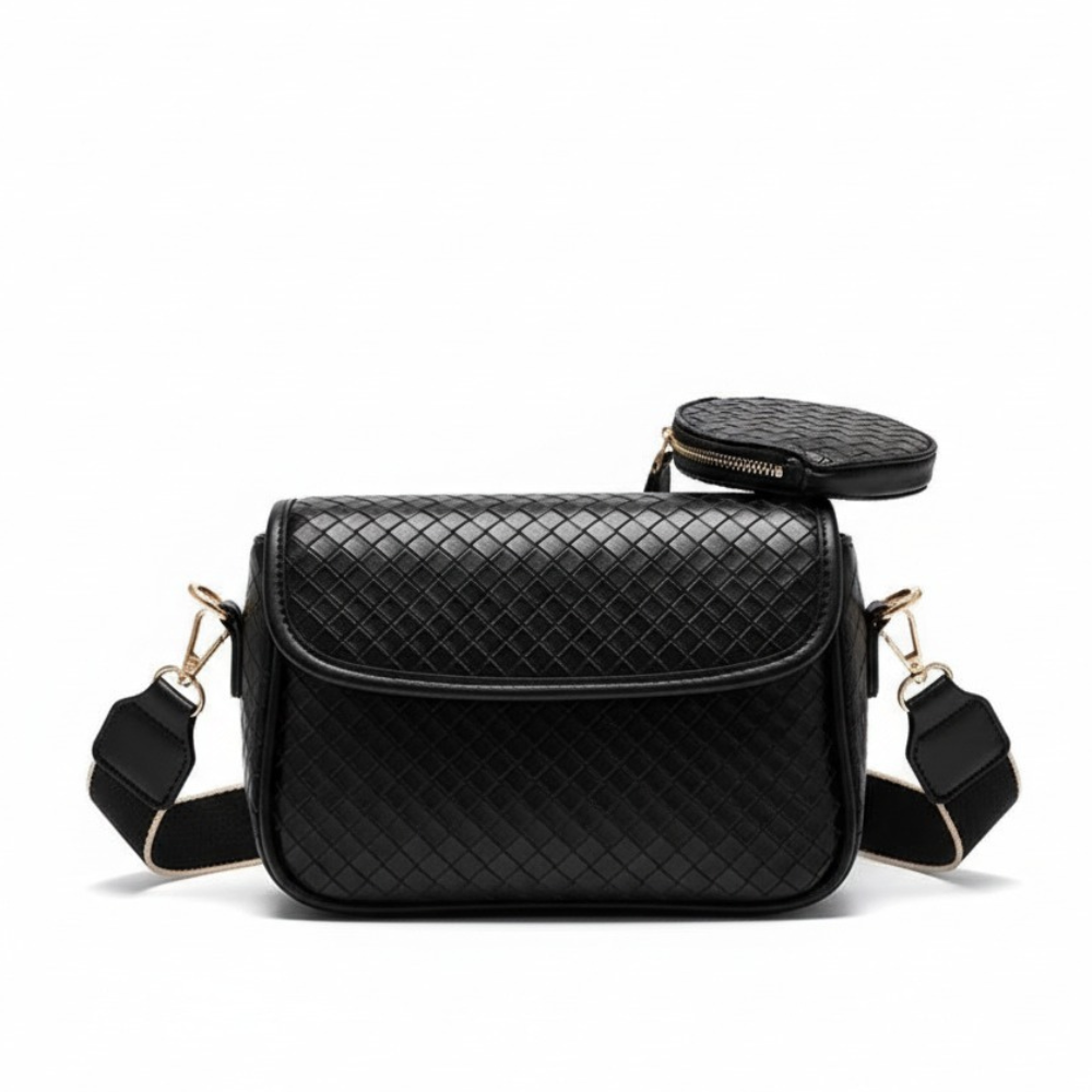 Sac Bandoulière en Cuir Tressé avec Porte-Monnaie | Sac a Main Léger