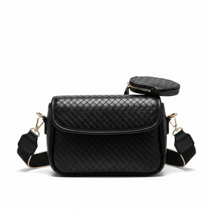 Sac Bandoulière en Cuir Tressé avec Porte-Monnaie | Sac a Main Léger