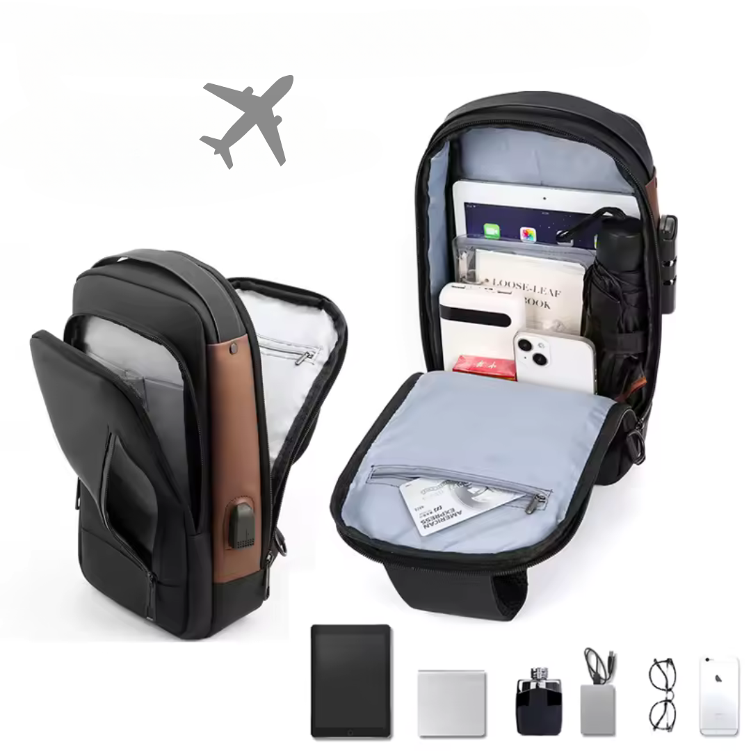 UrbanGuard Crossbody Noir Marron | Sac Bandoulière Urbain Étanche Anti-Vol USB