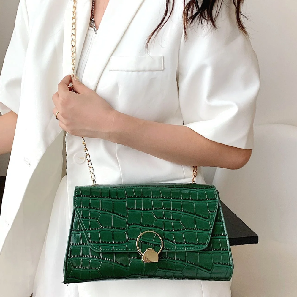 Sac Épaule Convertible 2-en-1 Motif Croco | Sac à Main Stylé, Élegant