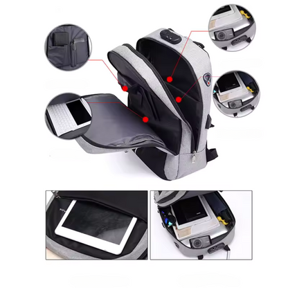 UrbanShield Backpack Noir | Antivol Imperméable Ordinateur Portable avec Port USB