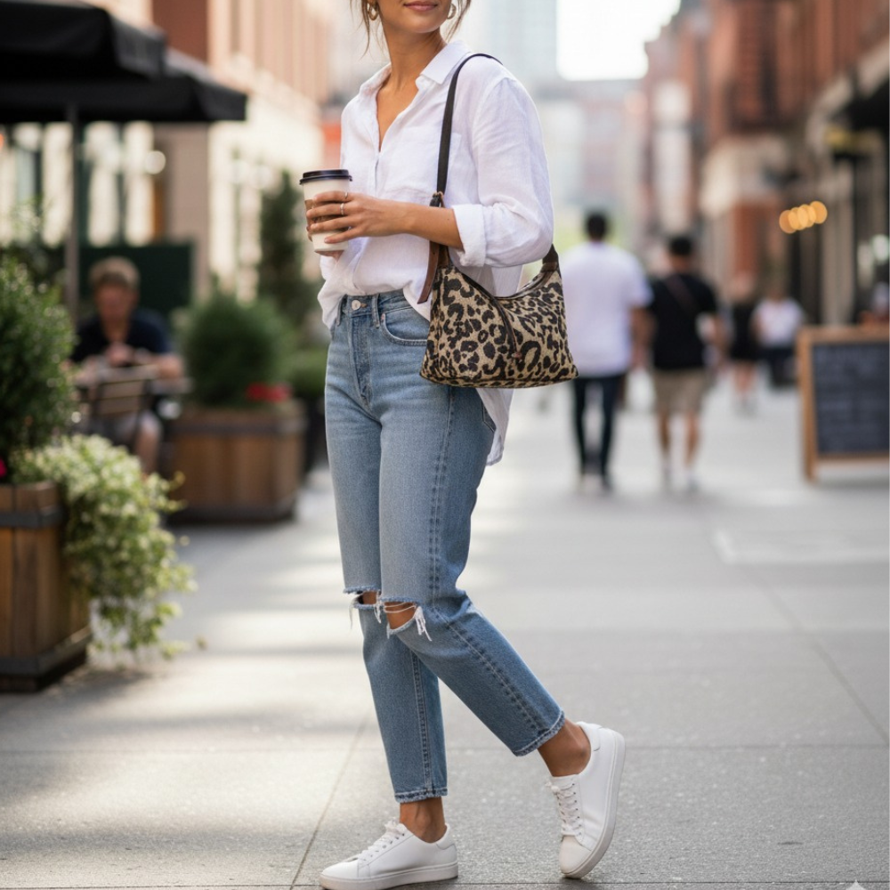 Sac Épaule Léopard en Toile | Sac à Main Classique, Stylé
