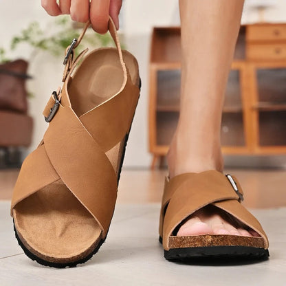Sandale orthopédique homme à boucle croisée