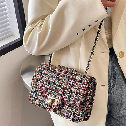 Sac à Main en Cuir PU Tweed | Sac Bandoulière Élégant et Stylé