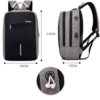 UrbanShield Backpack Noir | Antivol Imperméable Ordinateur Portable avec Port USB