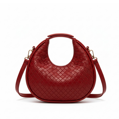 Sac à Main Croissant Tissé en Cuir PU | Sac Épaule Élégant