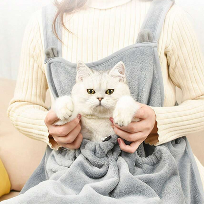 Tablier de Toilettage Polaire pour Chat | Confort, Propreté et Mains Libres