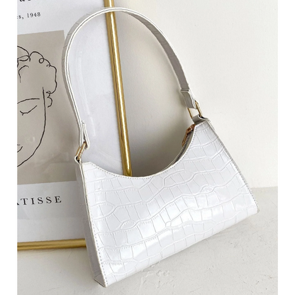 Sac à Main Baguette Texture Croco | Sac d’Épaule Léger et Stylé