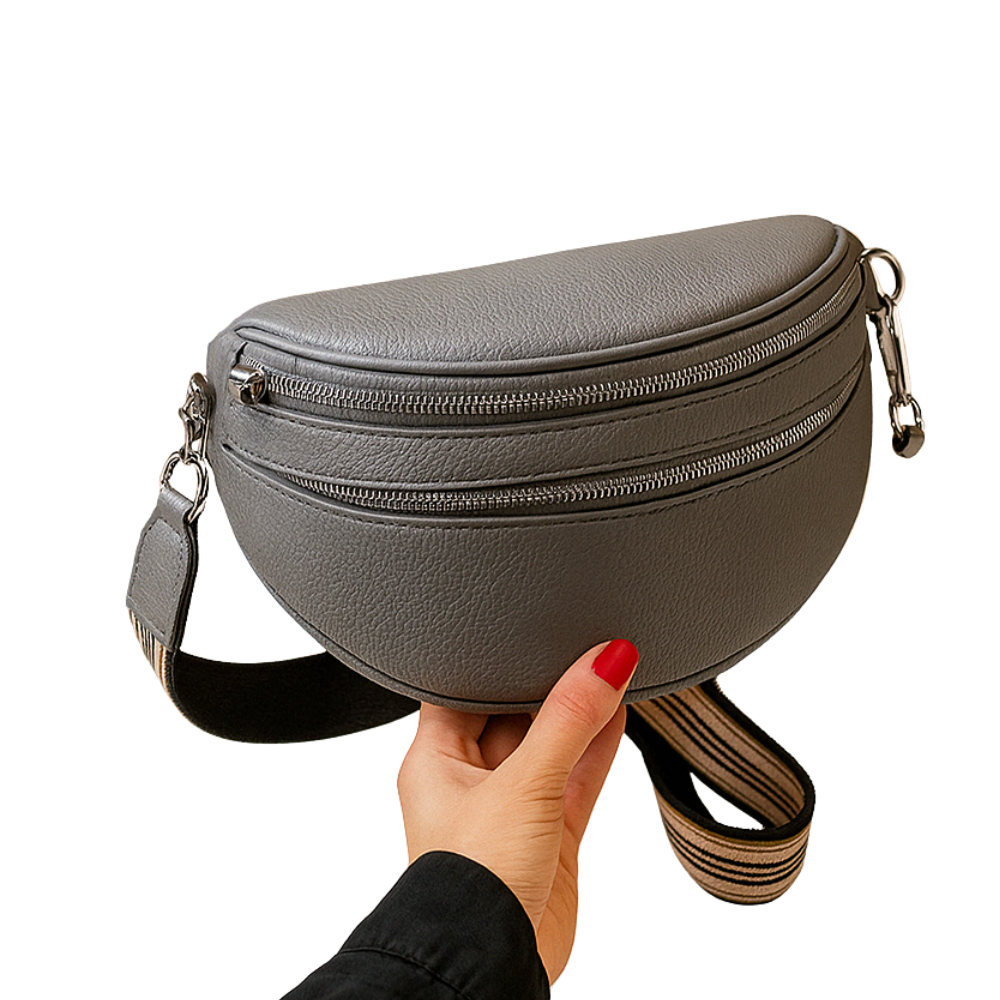 Sac Bandoulière En Similicuir à Double Fermeture Éclair | Compact, Élégant