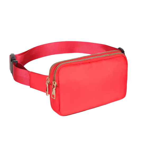 FemmeChic Rouge | Sac Banane Double Poche & Sangle Réglable