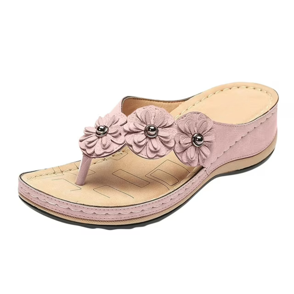Sandales Compensées Fleur Confort – Élégance Légère pour l’Été