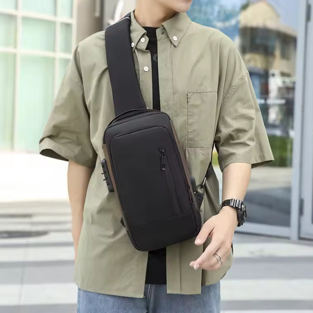 UrbanGuard Crossbody Noir Marron | Sac Bandoulière Urbain Étanche Anti-Vol USB