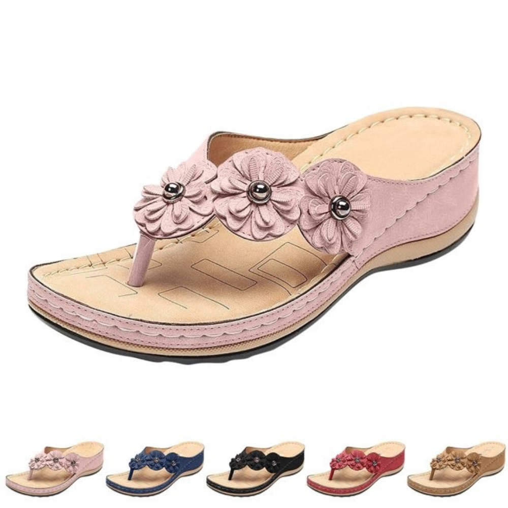 Sandales Compensées Fleur Confort – Élégance Légère pour l’Été