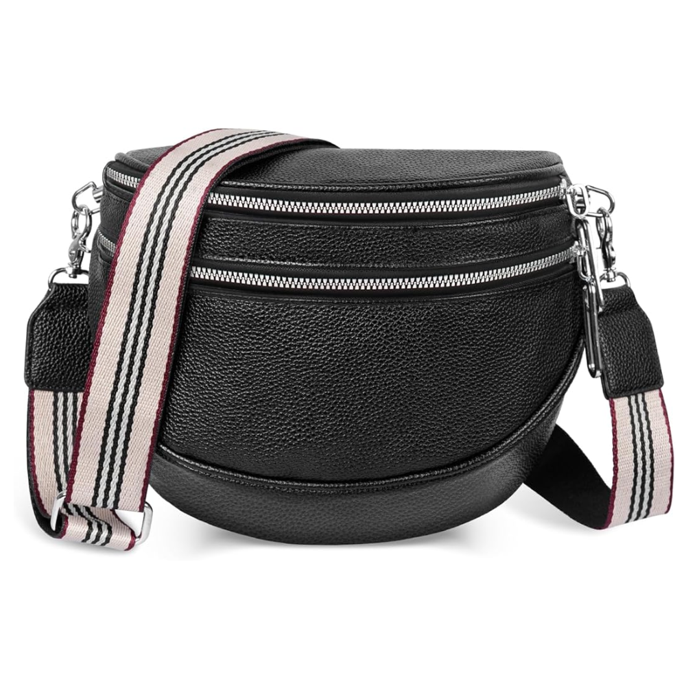 Sac Bandoulière En Similicuir à Double Fermeture Éclair | Compact, Élégant