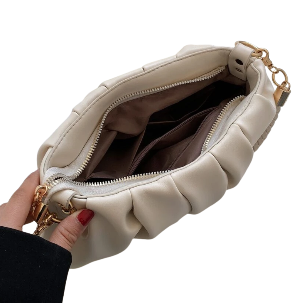 Sac Bandoulière Plissé avec Anse Tressée | Sac à Main Moderne, Léger