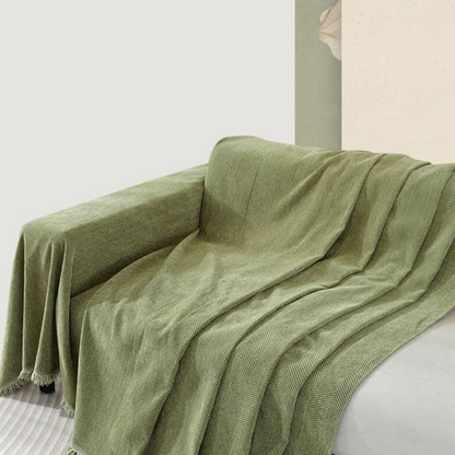 Housse de Canapé en Chenille | Housse de Meuble Douce avec Franges