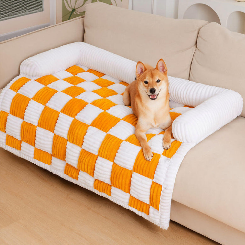 Housse de Canapé à Carreaux pour Chien | Tapis Douillet et Moelleux
