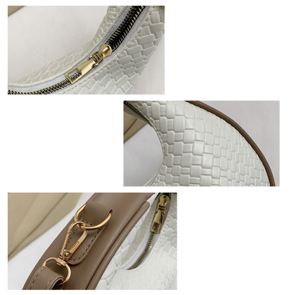 Sac à Main Croissant Tissé en Cuir PU | Sac Épaule Élégant