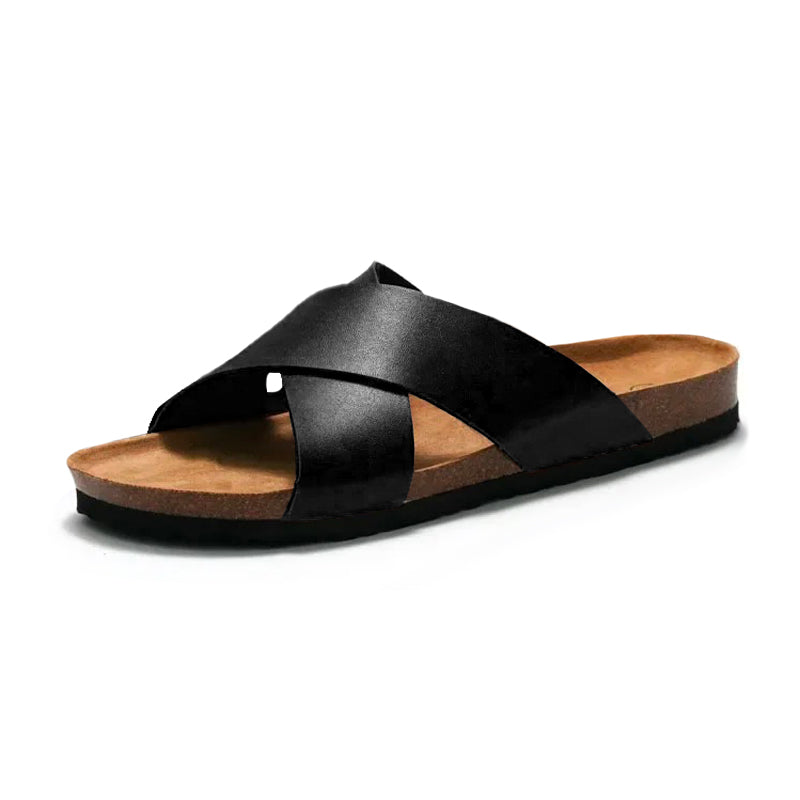 Claquette orthopédique homme à brides croisées confort