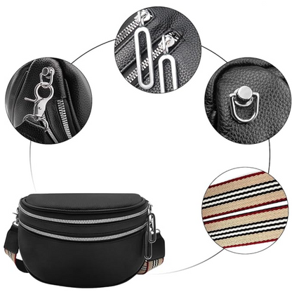 Sac Bandoulière En Similicuir à Double Fermeture Éclair | Compact, Élégant