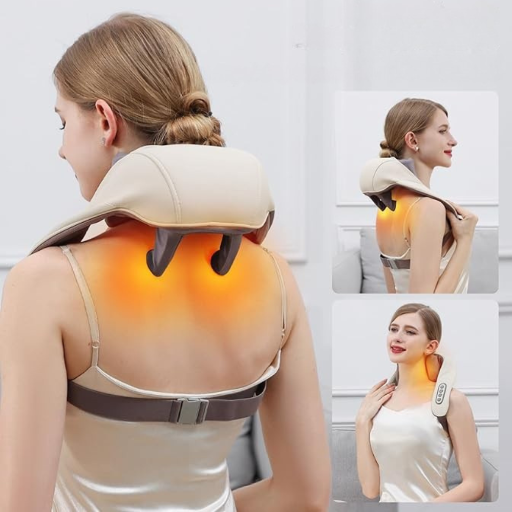 Masseur Chauffant Sans Fil Multi-Usage | Soulagement Nuque, Dos, Jambes