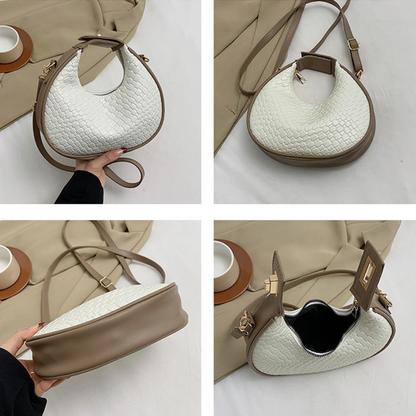 Sac à Main Croissant Tissé en Cuir PU | Sac Épaule Élégant