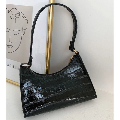 Sac à Main Baguette Texture Croco | Sac d’Épaule Léger et Stylé