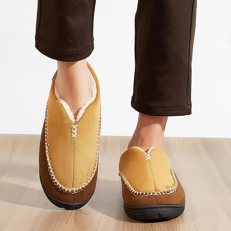 Chausson orthopédique homme bicolore à revers fourré