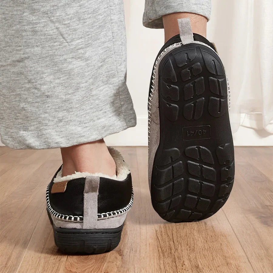 Chausson orthopédique homme bicolore à revers fourré