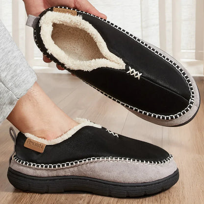 Chausson orthopédique homme bicolore à revers fourré