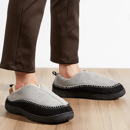 Chausson orthopédique homme bicolore à revers fourré