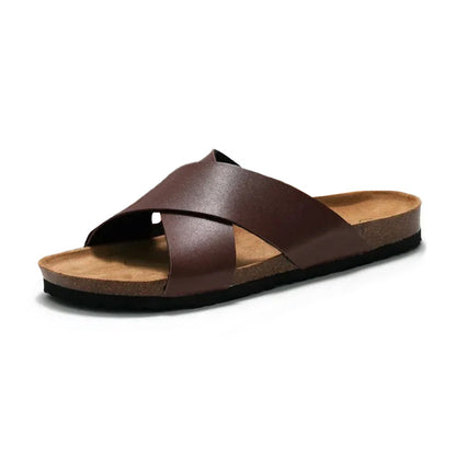 Claquette orthopédique homme à brides croisées confort