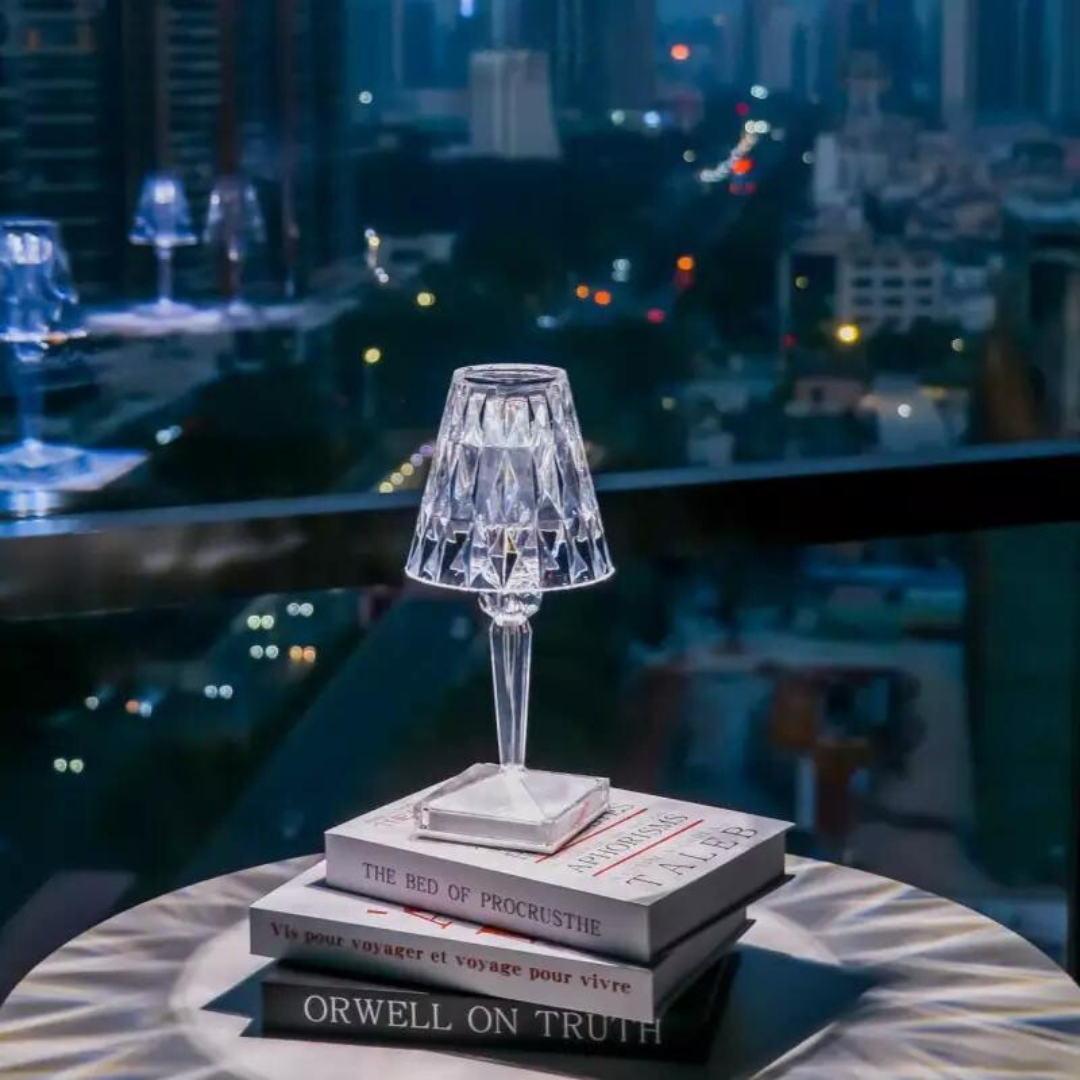 Lampe de Table Design Cristal | Éclairage LED Sans Fil Rechargeable