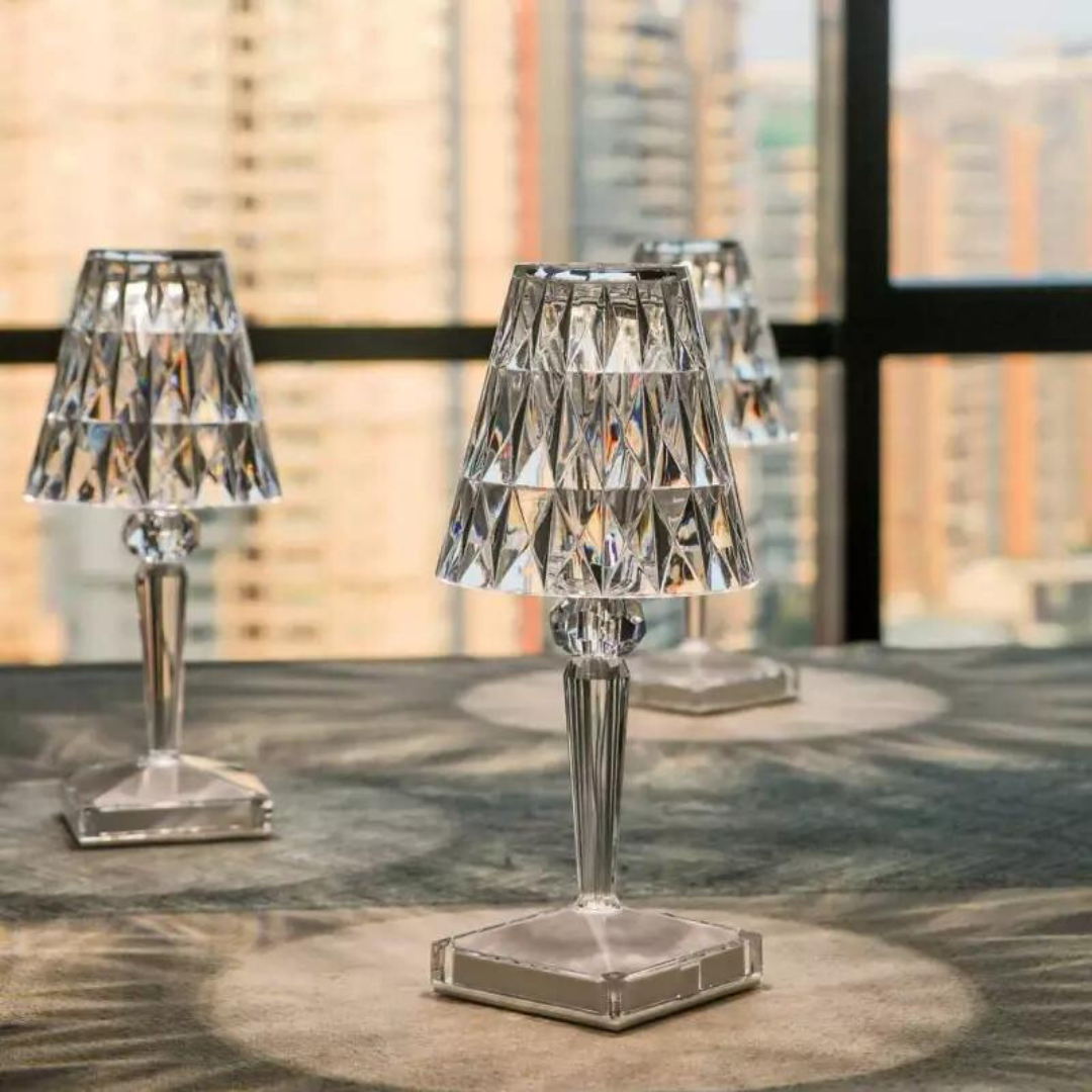 Lampe de Table Design Cristal | Éclairage LED Sans Fil Rechargeable