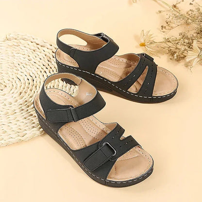 ErgoChic – sandale compensée femme été confortable avec scratch