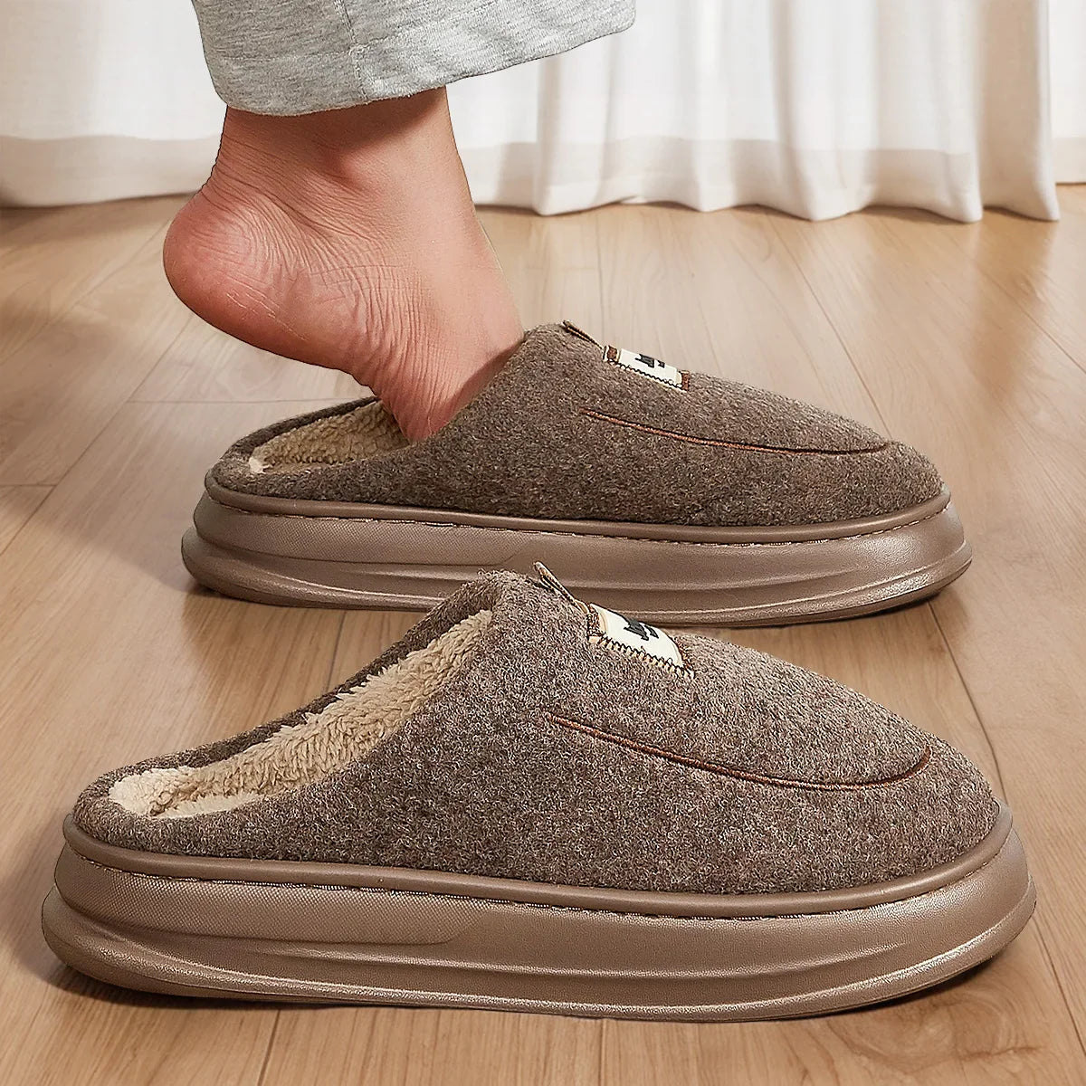 Chausson orthopédique homme en laine bouclée