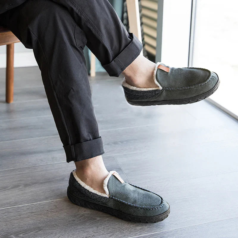 Chausson orthopédique homme style mocassin fourré