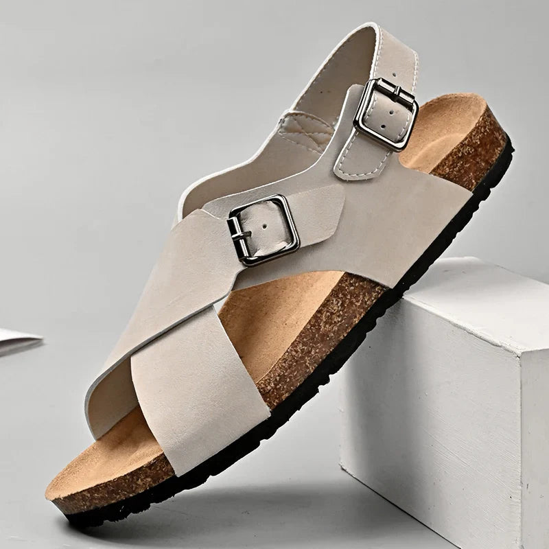 Sandale orthopédique homme à boucle croisée