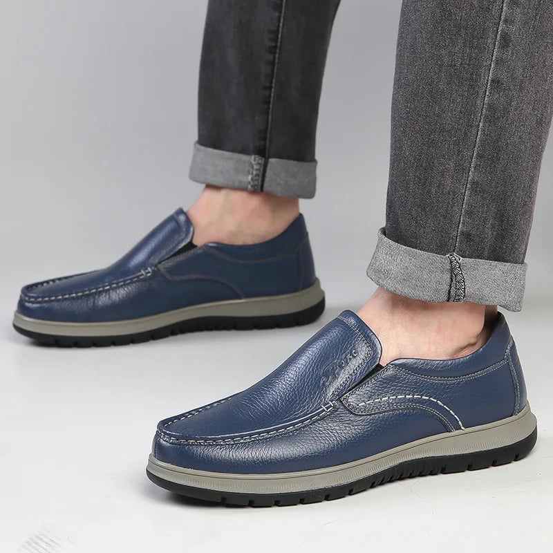 Mocassin orthopédique homme en cuir souple décontracté