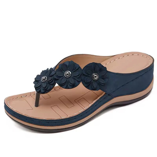 Tong orthopédique femme fleur déco