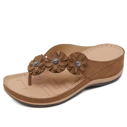 Tong orthopédique femme fleur déco