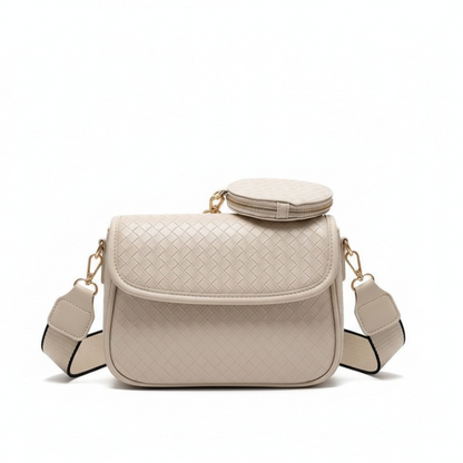 Sac Bandoulière en Cuir Tressé avec Porte-Monnaie | Sac a Main Léger