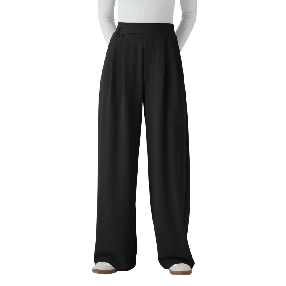 Pantalon Taille-Haute – Large, Fluide, Avec Poches